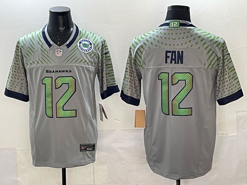 Men 2025 Seattle Seahawks #12 Fan grey 5th generation Throwback Nike Limited NFL Jersey style 07->seattle seahawks->NFL Jersey